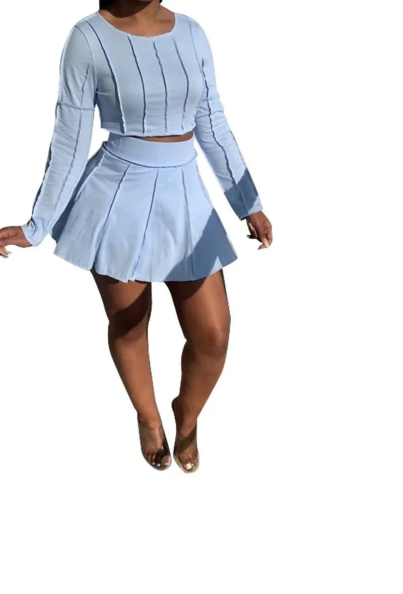 Chic Women’s Two-Piece Outfit – Crop Top & Mini Skirt Matching Set